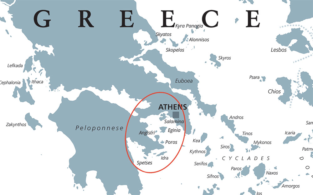 Mappa delle isole Argosaroniche