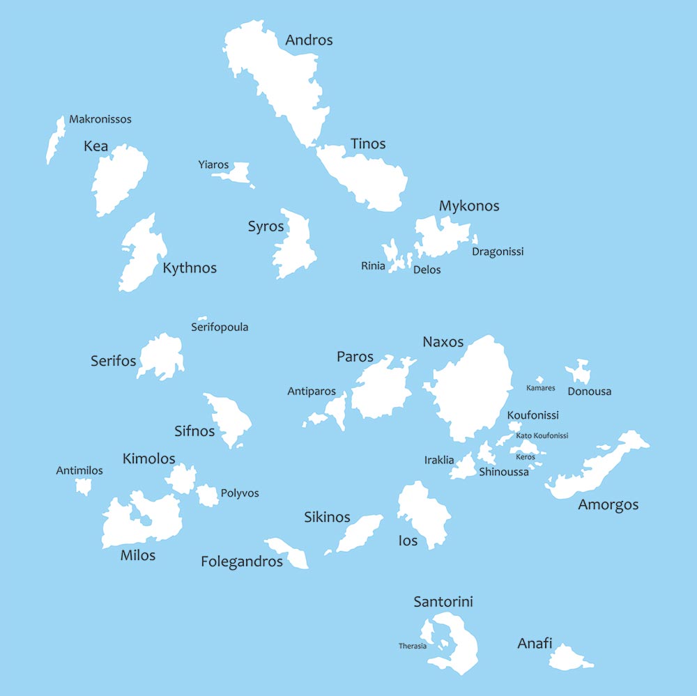 Mappa della isole Cicladi